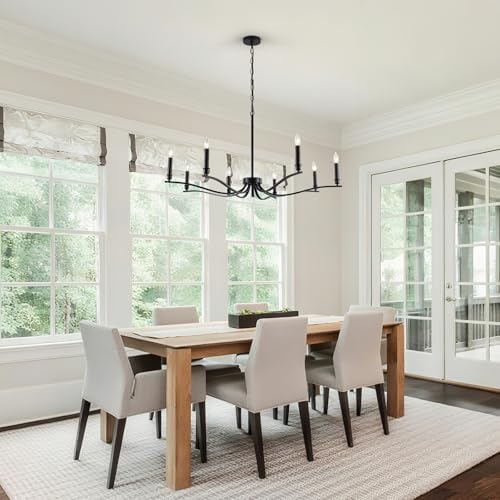 Black Chandelier 8 Light Industrial Farmhouse Hanging Light Fixture