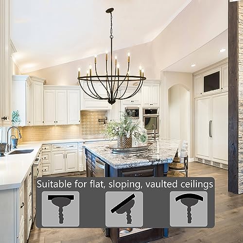Modern Farmhouse Chandelier 12 Lights Black Gold Dining Room Ceiling Light
