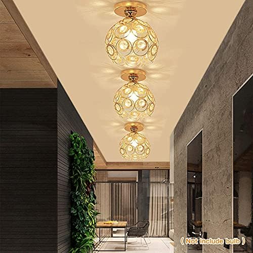 Gold Mini Chandelier Light Fixture with Crystal Shade