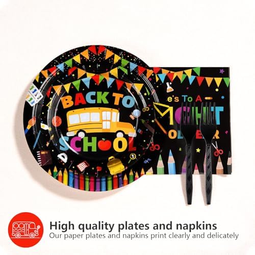 Grencian 96Pcs Back to School Paper Plates Decorations