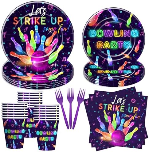 Bowling Party Plates Set for 24 Guests