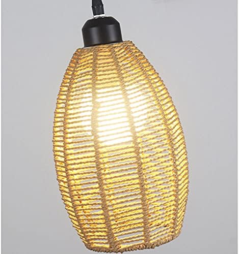 Retro Chinese Style Hanging Chandelier with Woven Rattan