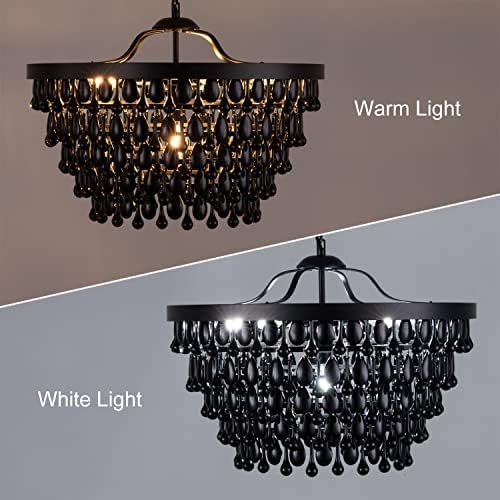 Wellmet Black Crystal Chandelier 6 Light