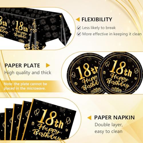 41PCS Happy 18th Birthday Decor Tableware Set