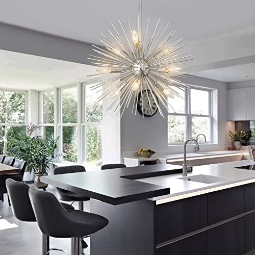 ZIRALIO 20 Inchanting Nickel Sputnik Chandelier 9 Light Modern Design