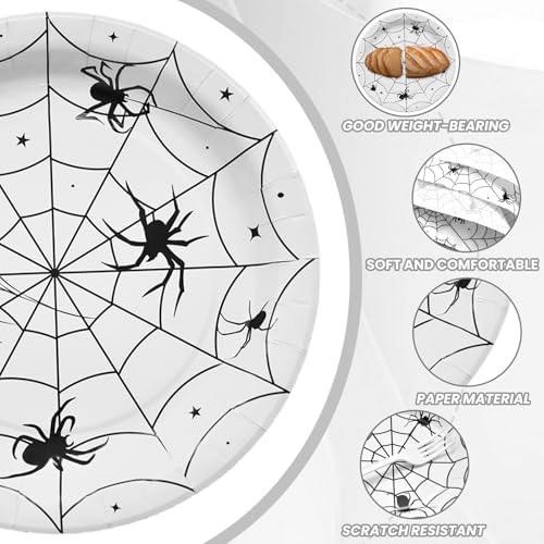 96 Piece Halloween Spider Web Tableware Set - Disposable for 24 Guests