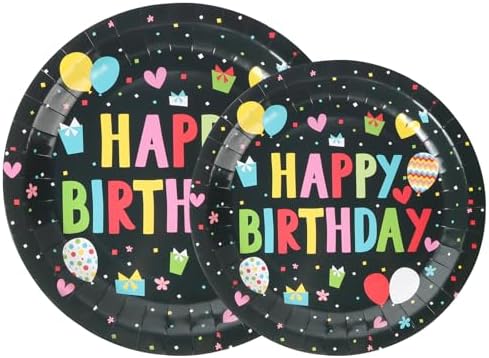 96 Pcs Birthday Plates and Napkins Set for 24 Guests
