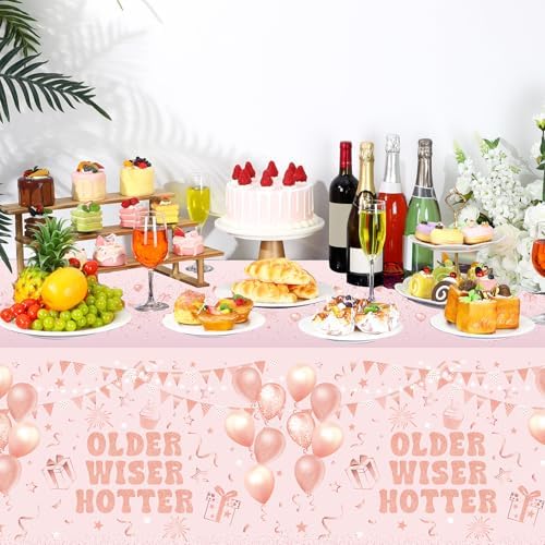 Oudain 3 Pcs Rose Gold Birthday Tablecloths