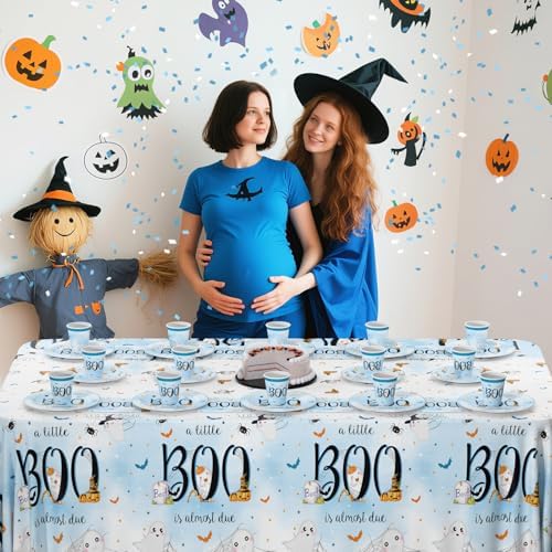 Halloween Little Boo Baby Shower Decorations Blue Tableware Set 169Pcs