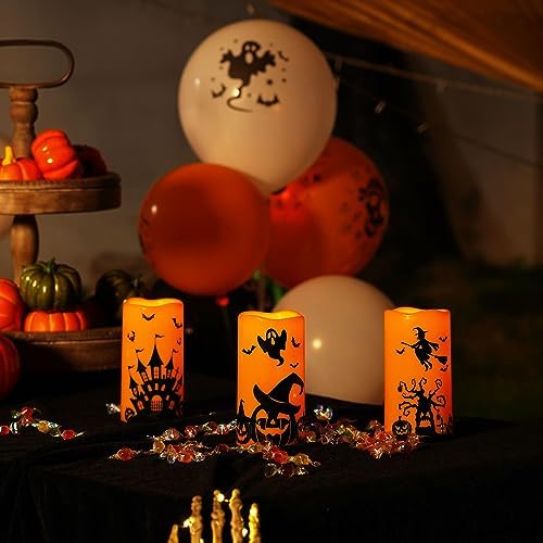 Homemory Halloween Candles Set of 3 with Remote Control