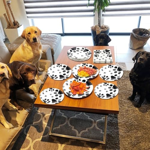 Puppy Paw Party Tableware Set - 120 Pieces for Dog Cat Themed Celebrations