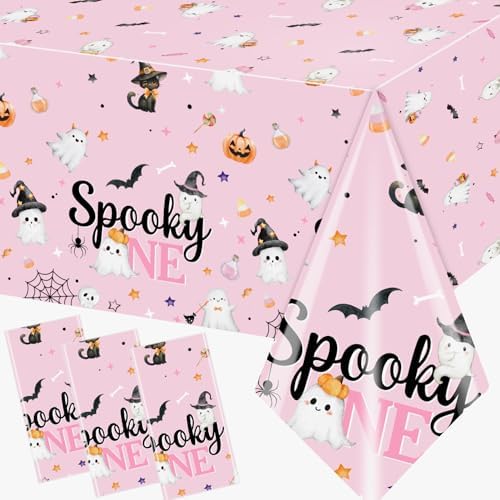 Spooky One Birthday Tablecloths 3PCS Pink Halloween Decorations