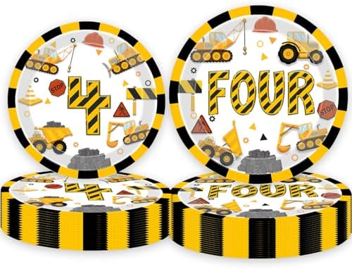 Construction 4th Birthday Party Plates Dump Truck
