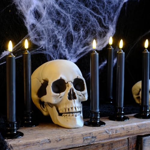 NONNO ZGF 6 Pack Real Wax Black Window Candles with Remote and Timer