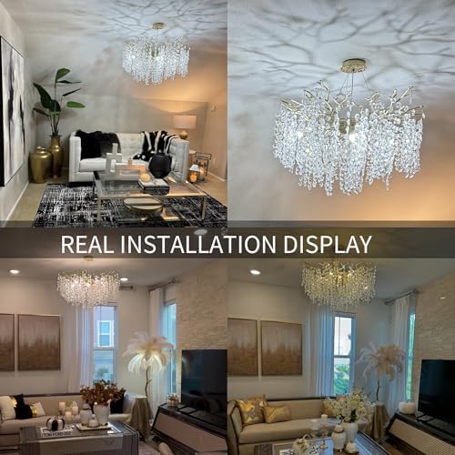Modern Gold Crystal Chandelier for Dining Room