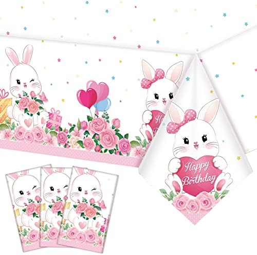 Jecery 3 Pack Bunny Party Tablecloths