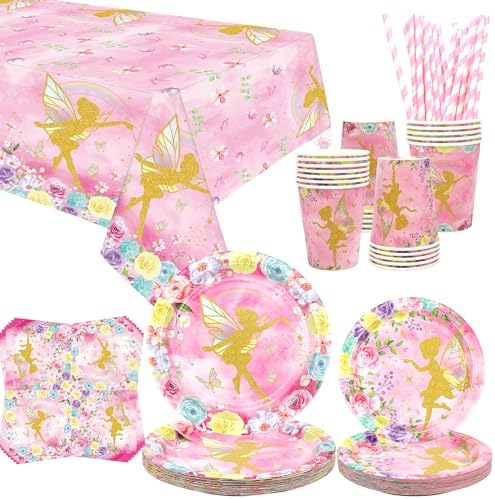 Fairy Party Tableware Set 20 Plates Cups Napkins for 20 Guests