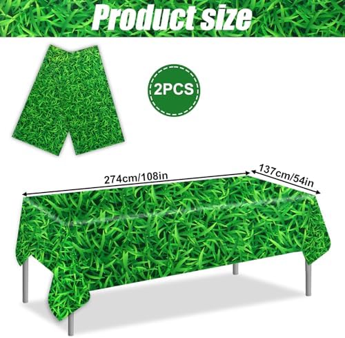2pcs Green Grass Table Cloth for Sports Parties and Picnics