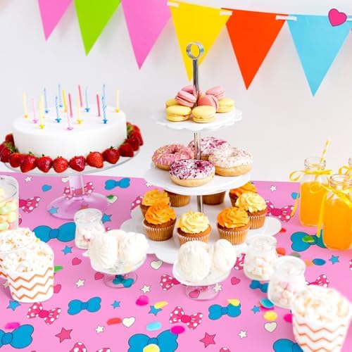 3 Pcs Pink Kitty Cat Tablecloths for Parties