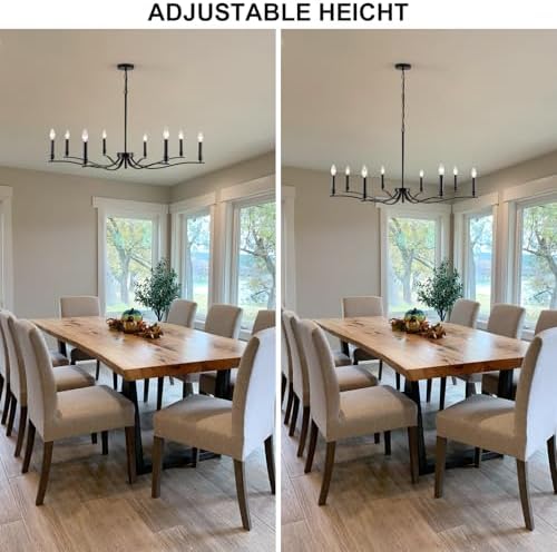 Black Chandelier 8 Light Industrial Farmhouse Hanging Light Fixture