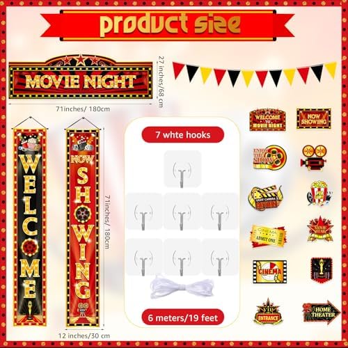 ShinyRelief Movie Night Decorations Set 14 Pcs