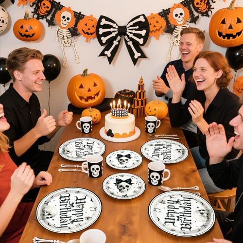 Grencian 96Pcs Happy Birthday Halloween Party Plate Set