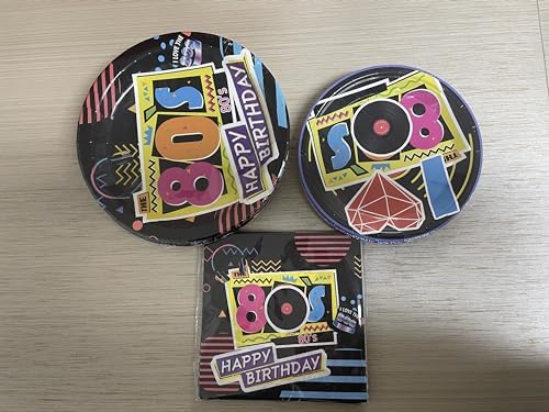 80s Themed 60pcs Paper Plates Napkins Party Set