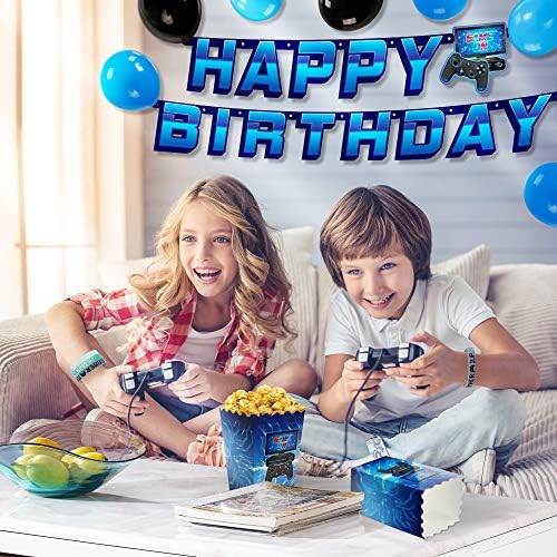 DECORLIFE 200PCS Gamer Birthday Party Supplies for Boys
