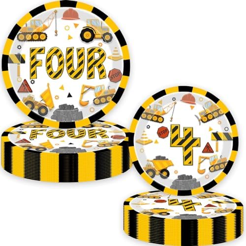 Construction 4th Birthday Party Plates Dump Truck