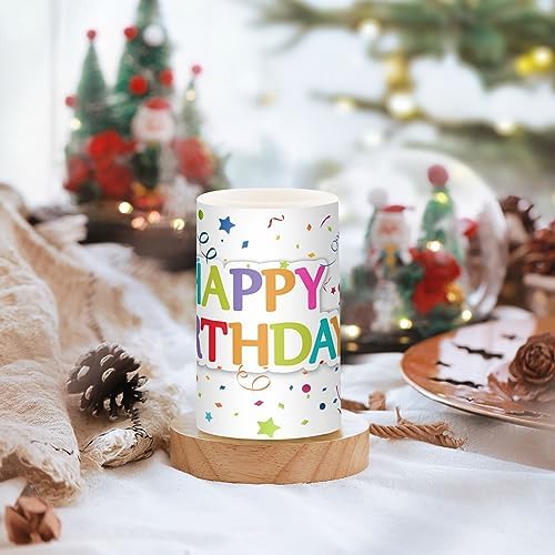 SUABO Happy Birthday Flameless Candles with LED Remote Timer