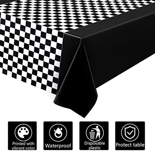 Tallew Checkered Car Party Tablecloth and Runner