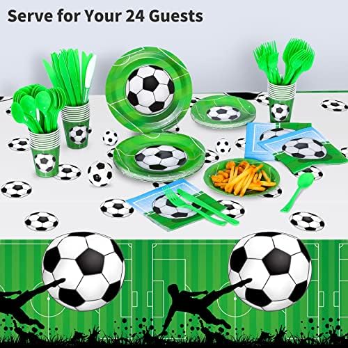 ADXCO 169 Piece Soccer Party Tableware Set for 24 Guests