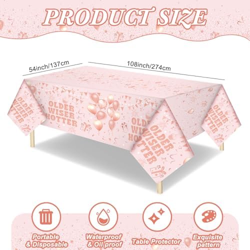 Oudain 3 Pcs Rose Gold Birthday Tablecloths