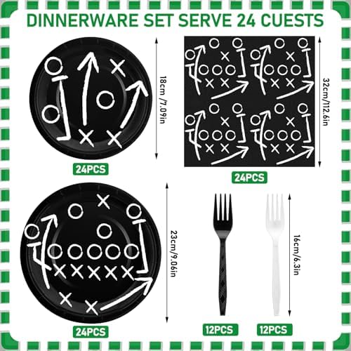 Umigy Football Tableware Set 96 Pcs for 24 Guests
