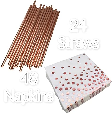 Oojami 24 Guest Rose Gold Polka Dot Foil Plates
