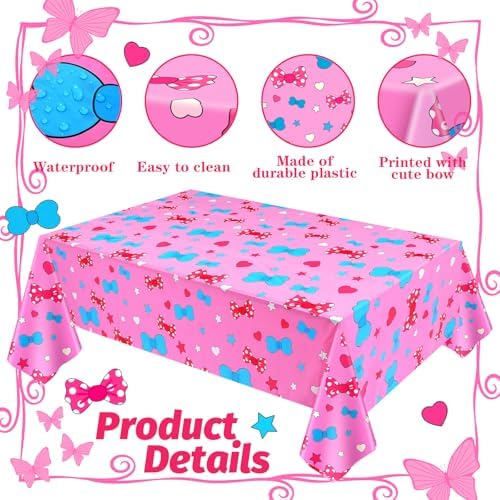 3 Pcs Pink Kitty Cat Tablecloths for Parties