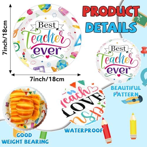 60Pcs Thank You Teacher Paper Plates for Party Supplies