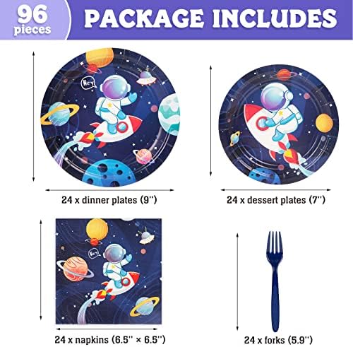 DECORLIFE Space Themed Party Supplies Serve 24