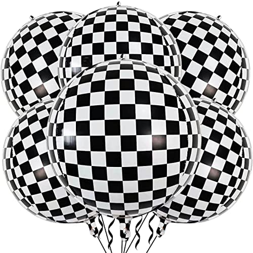 Checkered Balloons 6 Pack 22 Inch Racing Theme Decor