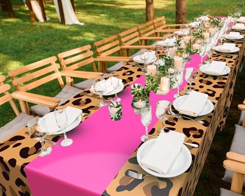 Buryeah Leopard Print Tablecloth Pink 54x108