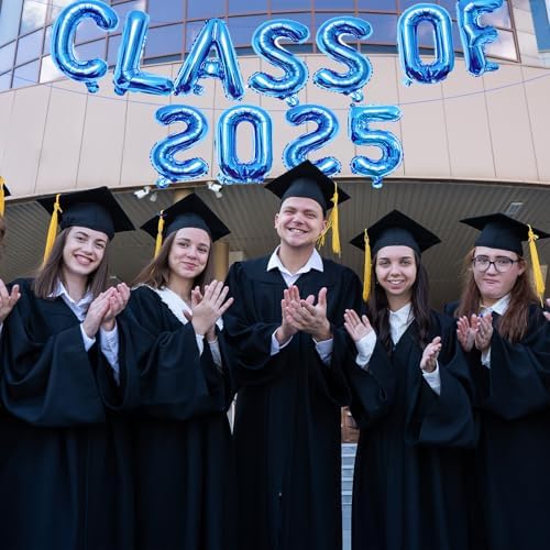 16 Inches Class of 2025 Graduation Balloons Banner Set Blue