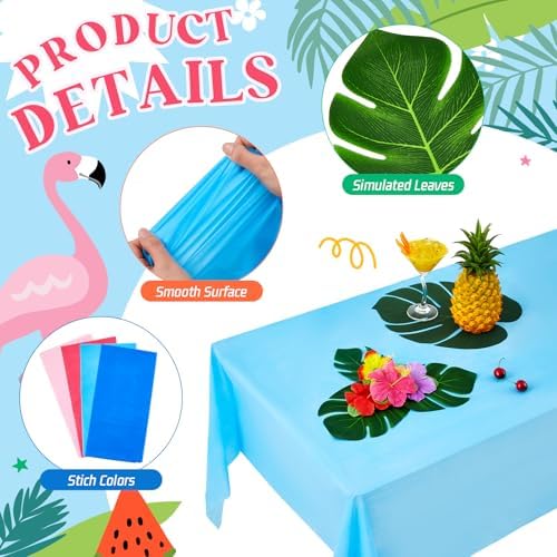 Oudain 76 Pcs Tropical Beach Party Decorations Set