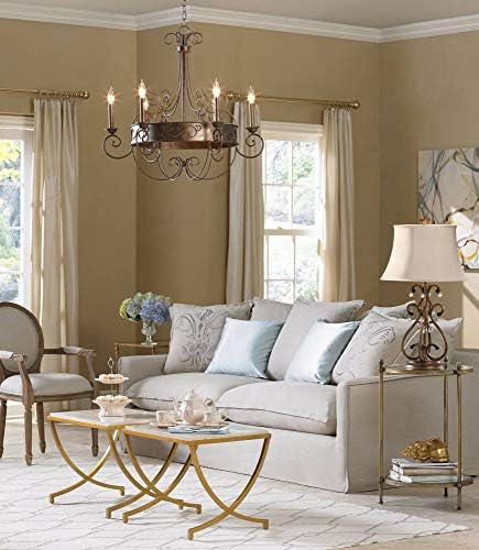 Franklin Iron Works Rust Bronze Chandelier 6 Light 30 Inch Wide