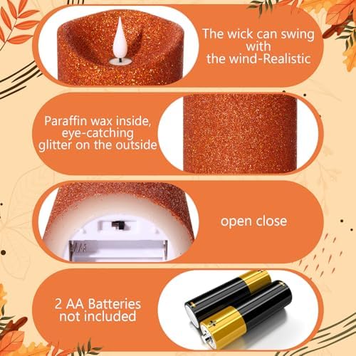 Retisee 2 Pcs Glitter Flameless Candles with Remote