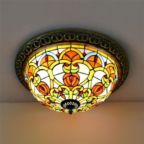 Victorian Stained Glass Ceiling Light Multi-Light Dome Fixture