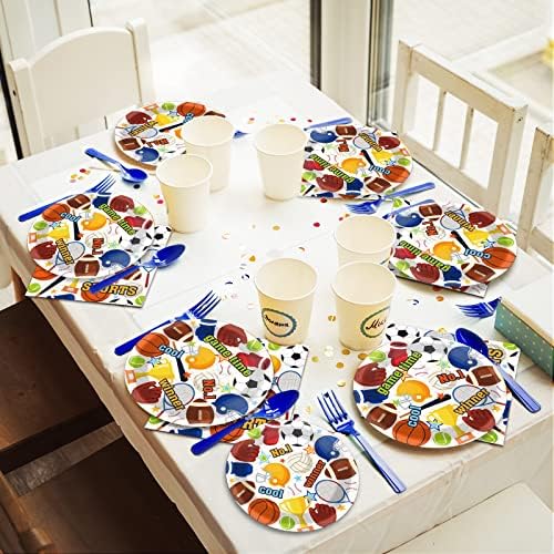 Tevxj 96PCS Sports Birthday Tableware Set for 24 Guests