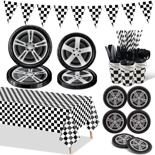 Race Car Birthday Party Tableware Set for 20 Guests