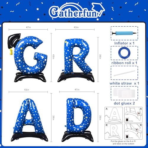 Graduation Party Decorations Blue Grad Foil Balloon Class of 2024