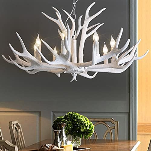 Large White Resin Antler Chandelier with 10 Lights