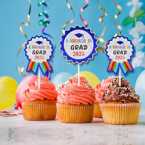 2025 Kindergarten Graduation Cupcake Toppers Set